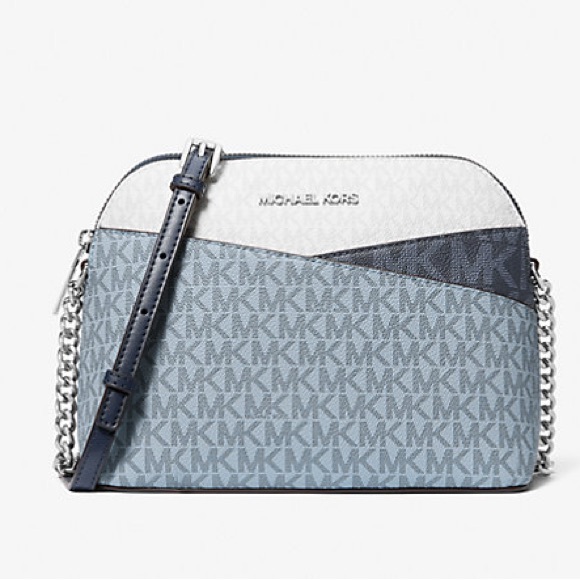 Michael Kors NWT Jet Set Monogram navy blue dome Crossbody Bag Admiral - Picture 1 of 9